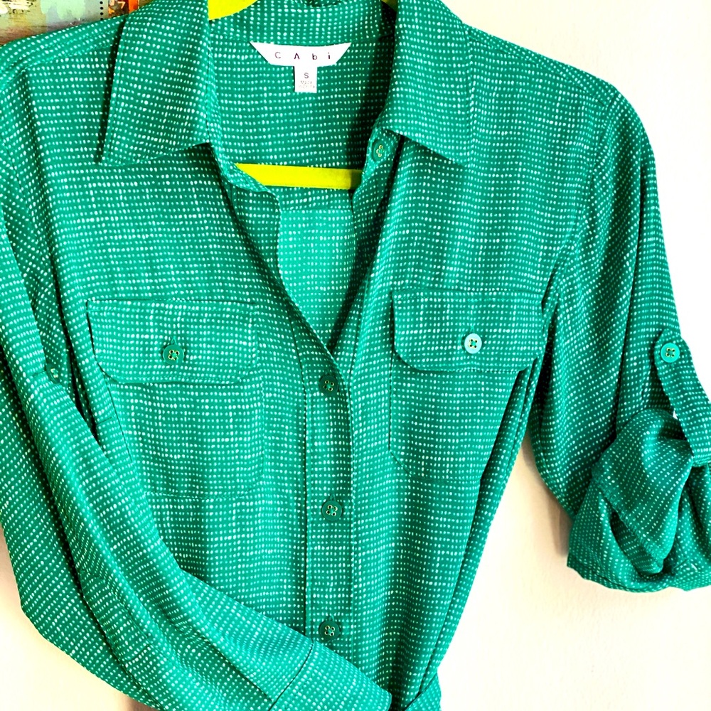 Cabi Emerald green shirt dress